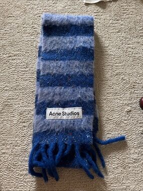 Acne Studios Blue Striped Mohair Scarf